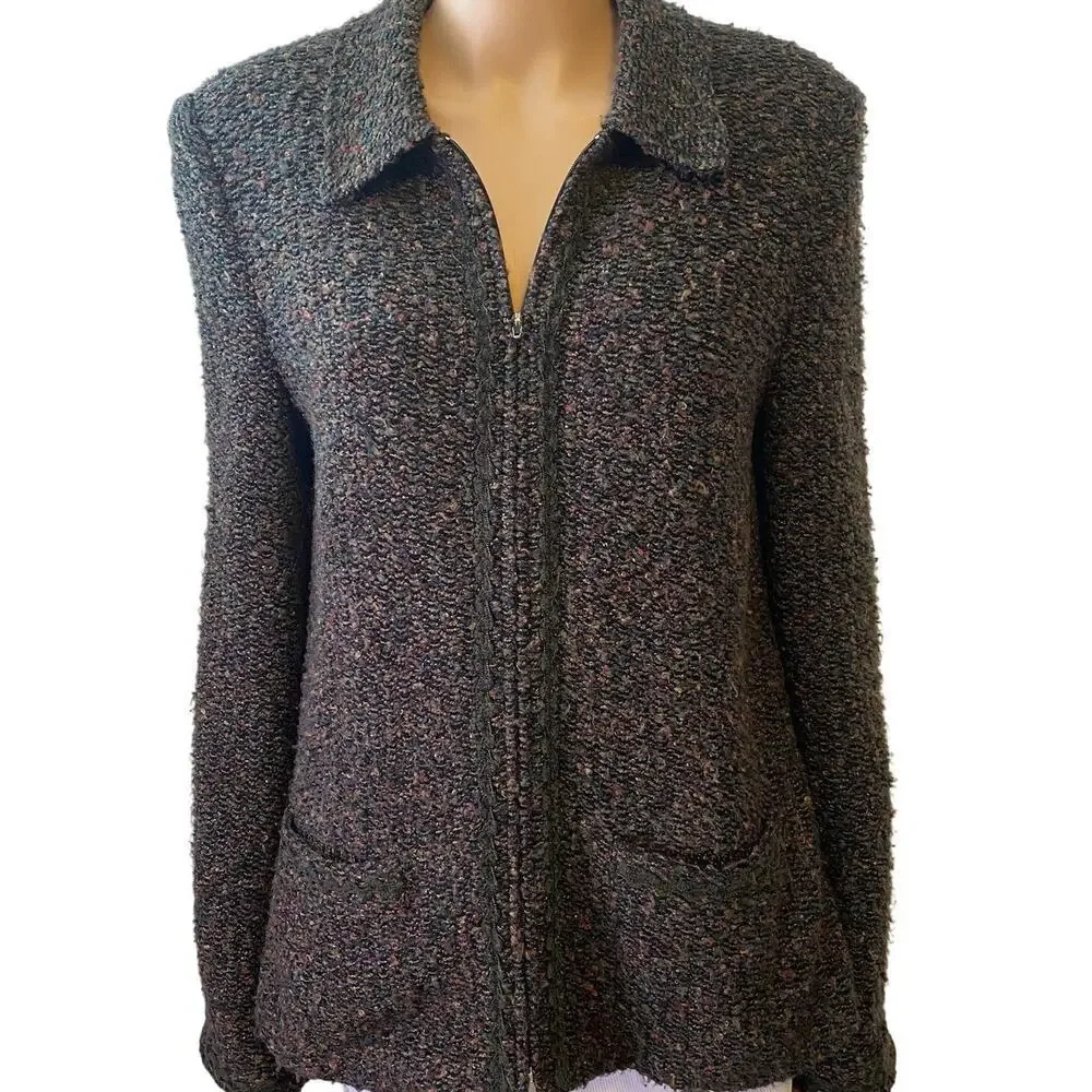 Sag Harbor Vintage Multicolor Tweed Style Blazer Jacket Women 12 Academia Preppy